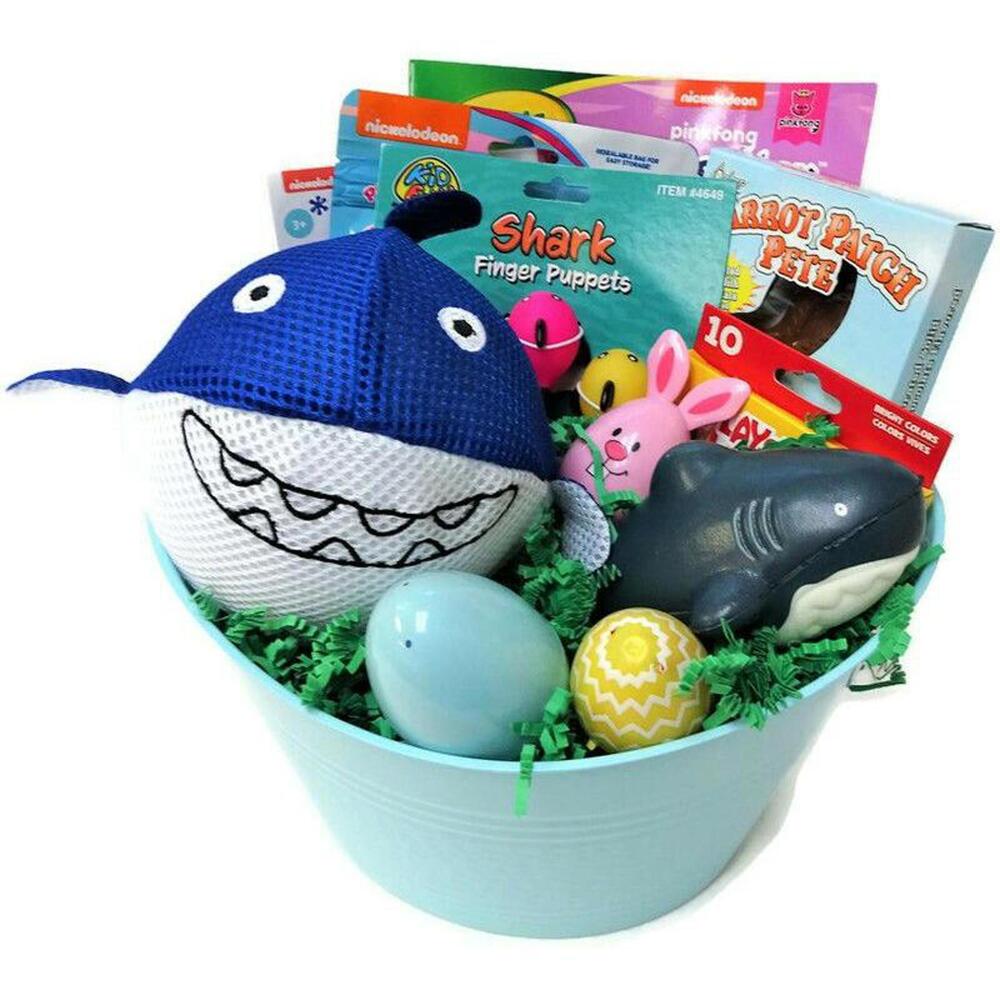 Easter Gift Basket Prefilled Baby Shark Candy Chocolate Bunny Ball Puzzle Toys